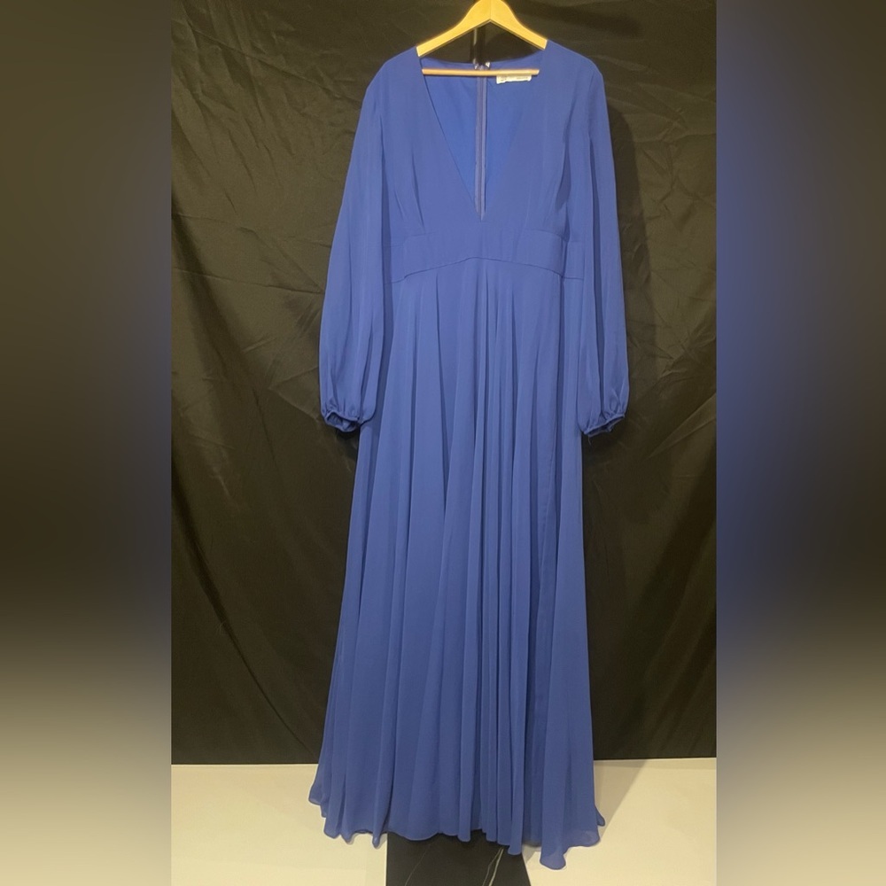 Ieena By Mac Duggal 55682 V‎ Neck, A Line, Bishop Sleeves, Cobalt Gown, size 20 - Picture 7 of 11